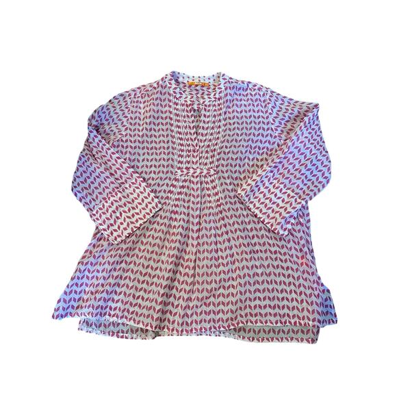 NWOT Oliphant 100% Cotton Block Print Top XL Boho Tunic Blouse ResortWear - Picture 7 of 11